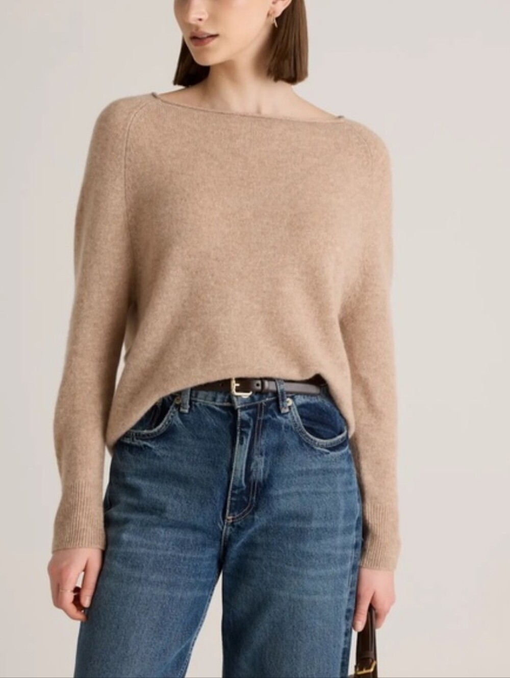 QUINCE women’s Mongolian Cashmere Boatneck Sweater in Oatmeal